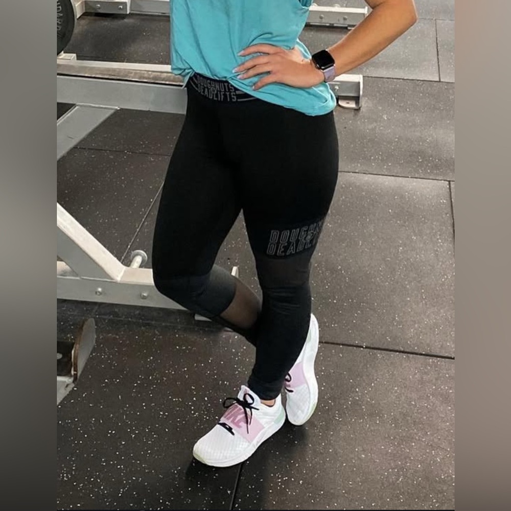Doughnuts & Deadlifts Women's Black Leggings - Picture 8 of 8